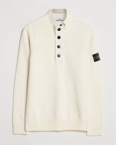 Stone Island Knitted Lambswool Half Button Zip Ivory – Blanco