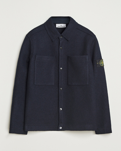 Stone Island Felted Wool Overshirt Navy – Azul