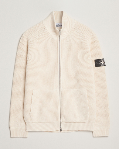 Stone Island RAW Cotton Popcorn Stitch Full Zip Ivory – Blanco