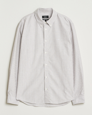 A.P.C. Greg Striped Oxford Shirt Burgundy/White – Blanco