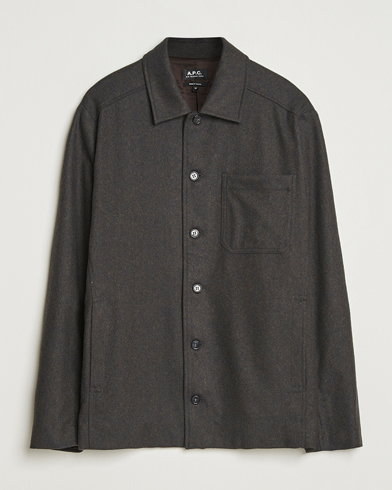 A.P.C. Jamie Wool Flannel Shirt Jacket Dark Brown – Marrón