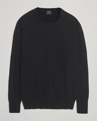 William Lockie Melrose Cashmere Crew Neck Black – Negro