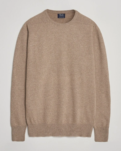 William Lockie Melrose Cashmere Crew Neck Dark Natural – Beige