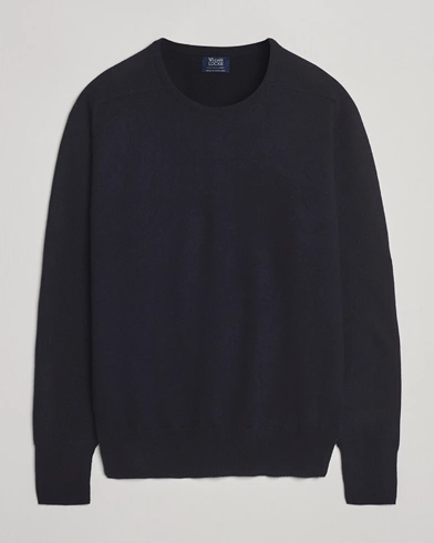 William Lockie Melrose Cashmere Crew Neck Dark Navy – Azul