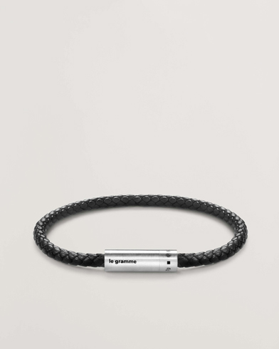 LE GRAMME Leather Cable Bracelet Black/Sterling Silver 7g – Negro