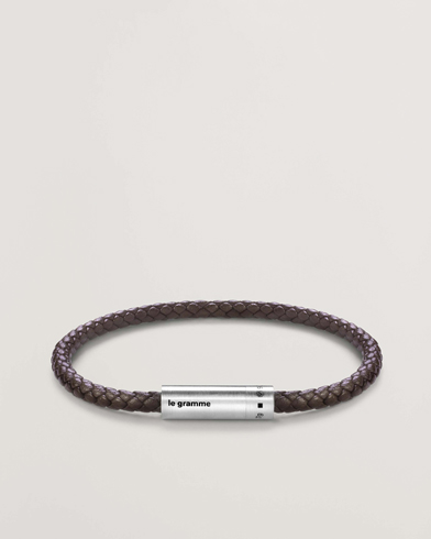 LE GRAMME Leather Cable Bracelet Brown/Sterling Silver 7g – Marrón