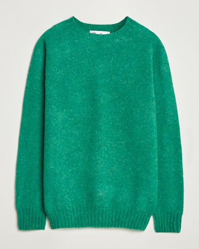 Harley Of Scotland Brushed Supersoft Lambswool Crewneck Evergreen – Verde