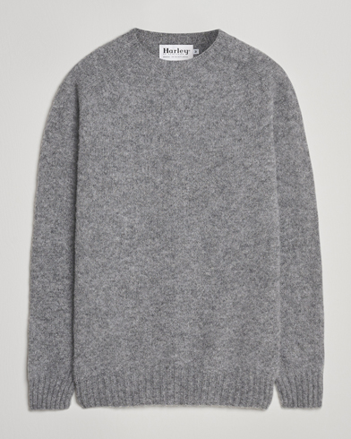 Harley Of Scotland Brushed Supersoft Lambswool Crewneck Mid Grey – Gris