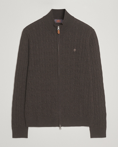 Morris Merino Cable Zip Cardigan Brown – Marrón