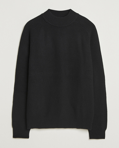 Filippa K Ribbed Wool Mockneck Sweater Black – Negro