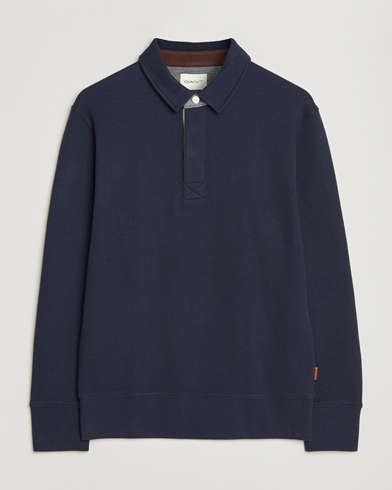 GANT Light Sacker Rib Long Sleeve Polo Evening Blue – Azul