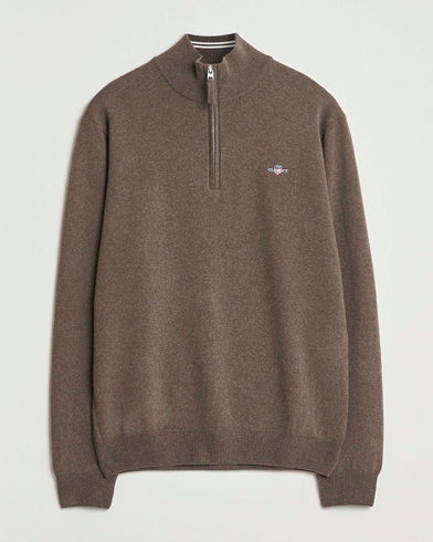 GANT Superfine Lambswool Half Zip Seawood Melange – Marrón
