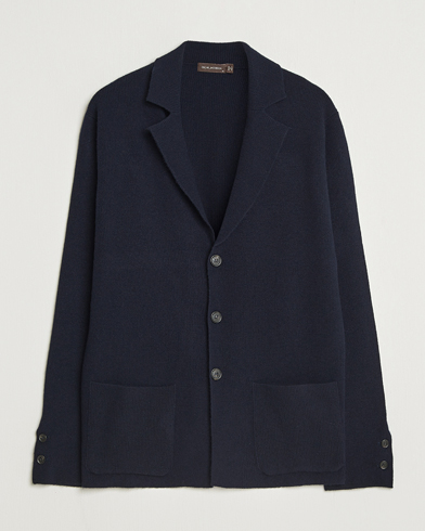 Oscar Jacobson Antonio Knitted Wool Blazer Navy – Azul