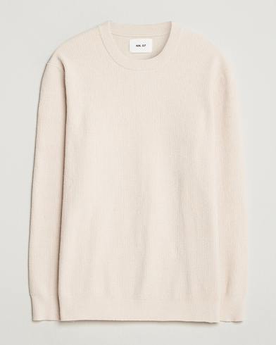NN07 Danny Rib Knitted Crew Neck Ivory – Blanco
