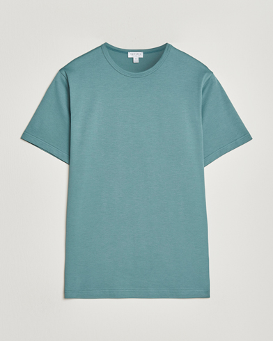 Sunspel Crew Neck Q82 Cotton T-Shirt Steel Green – Verde