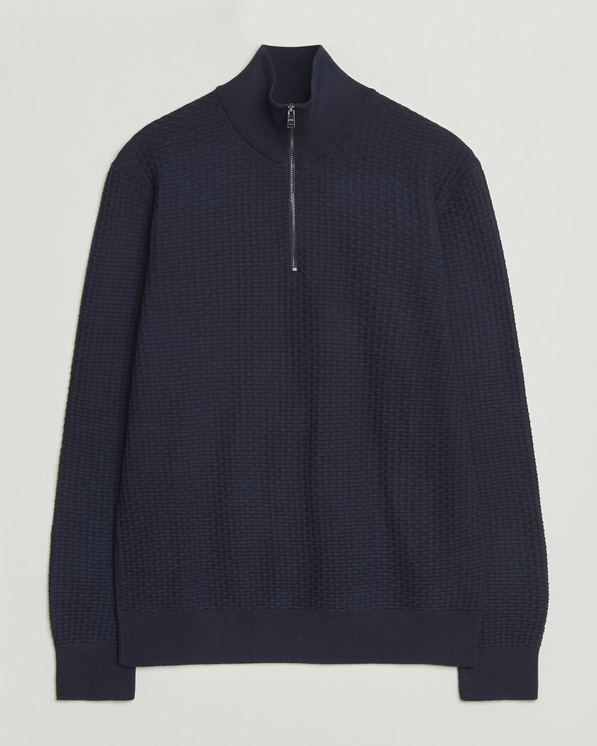 BOSS BLACK Ulicio Structured Knitted Half Zip Dark Blue – Azul