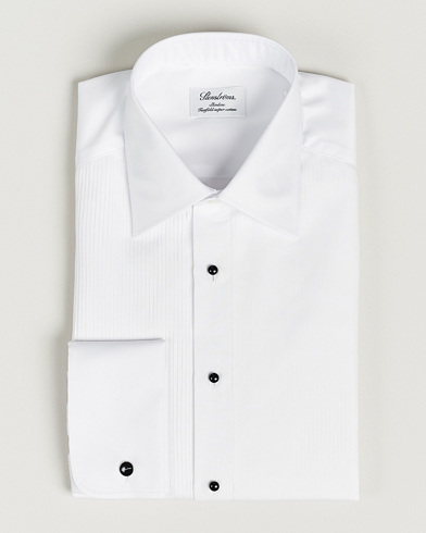 Stenströms Slimline Open Smoking Shirt White – Blanco