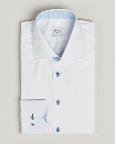Stenströms Regular Fit Contrast Cut Away Shirt White – Blanco