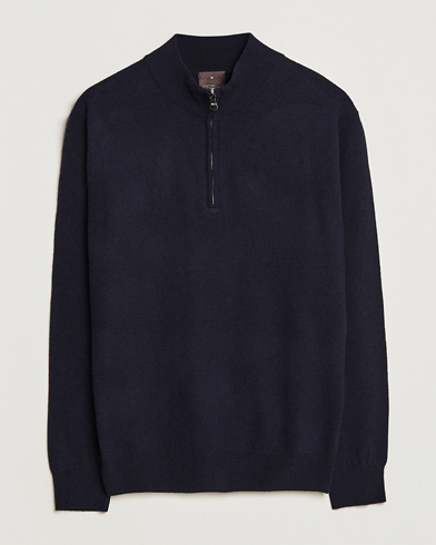 Oscar Jacobson Patton Wool Half-Zip Navy – Azul