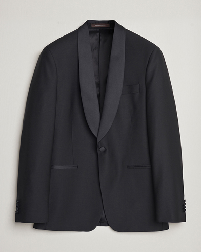 Oscar Jacobson Figaro Wool Tuxedo Blazer Black – Negro