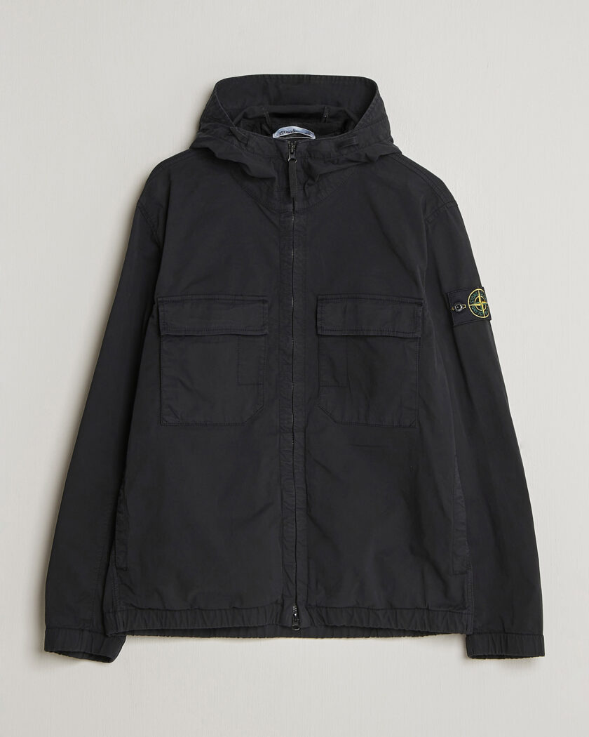 Stone Island Stretch Cotton Twill Hood Jacket Black – Negro