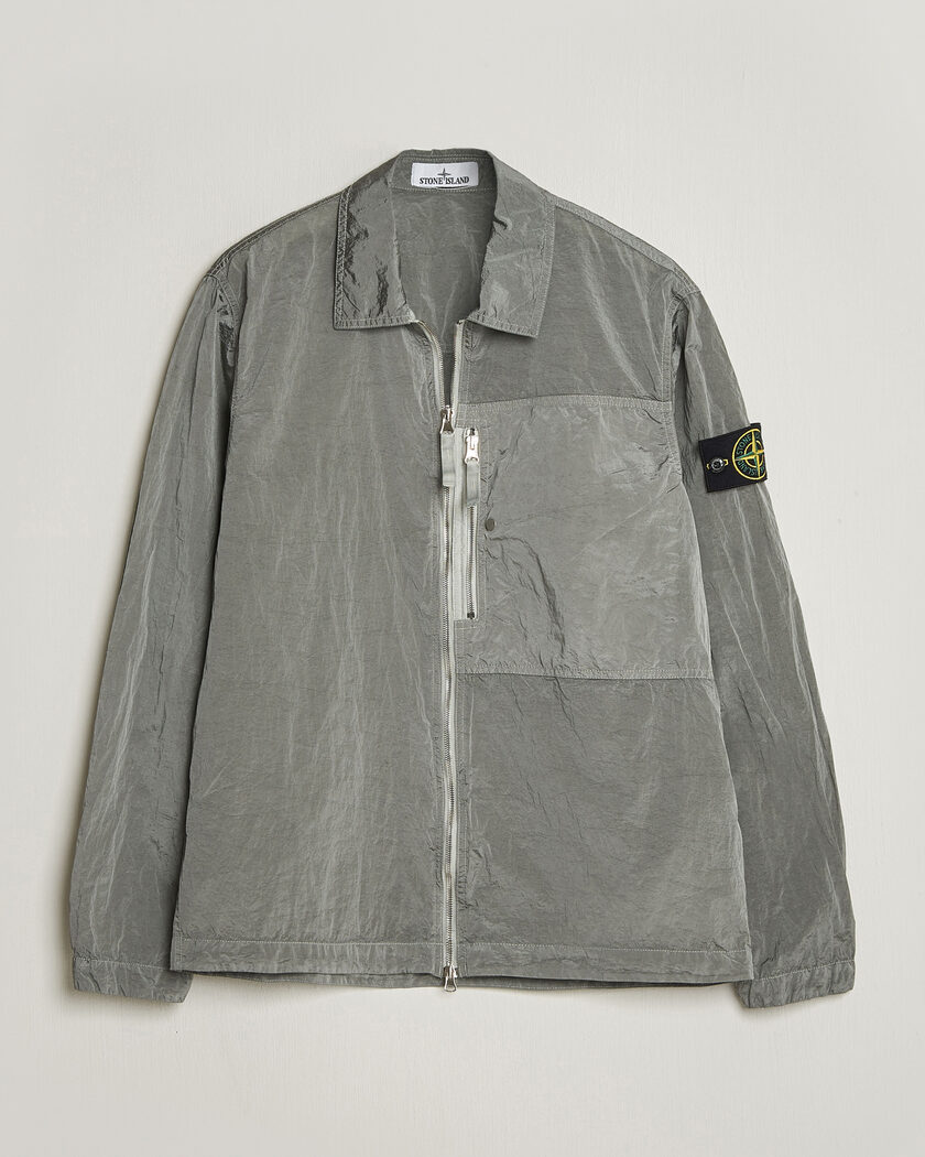Stone Island Nylon Metal Zip Overshirt Pearl Grey – Gris