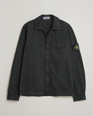 Stone Island Brushed Cotton Canvas Zip Overshirt Black – Negro