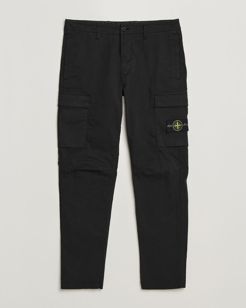 Stone Island Stretch Cotton Twill Cargo Trousers Black – Negro