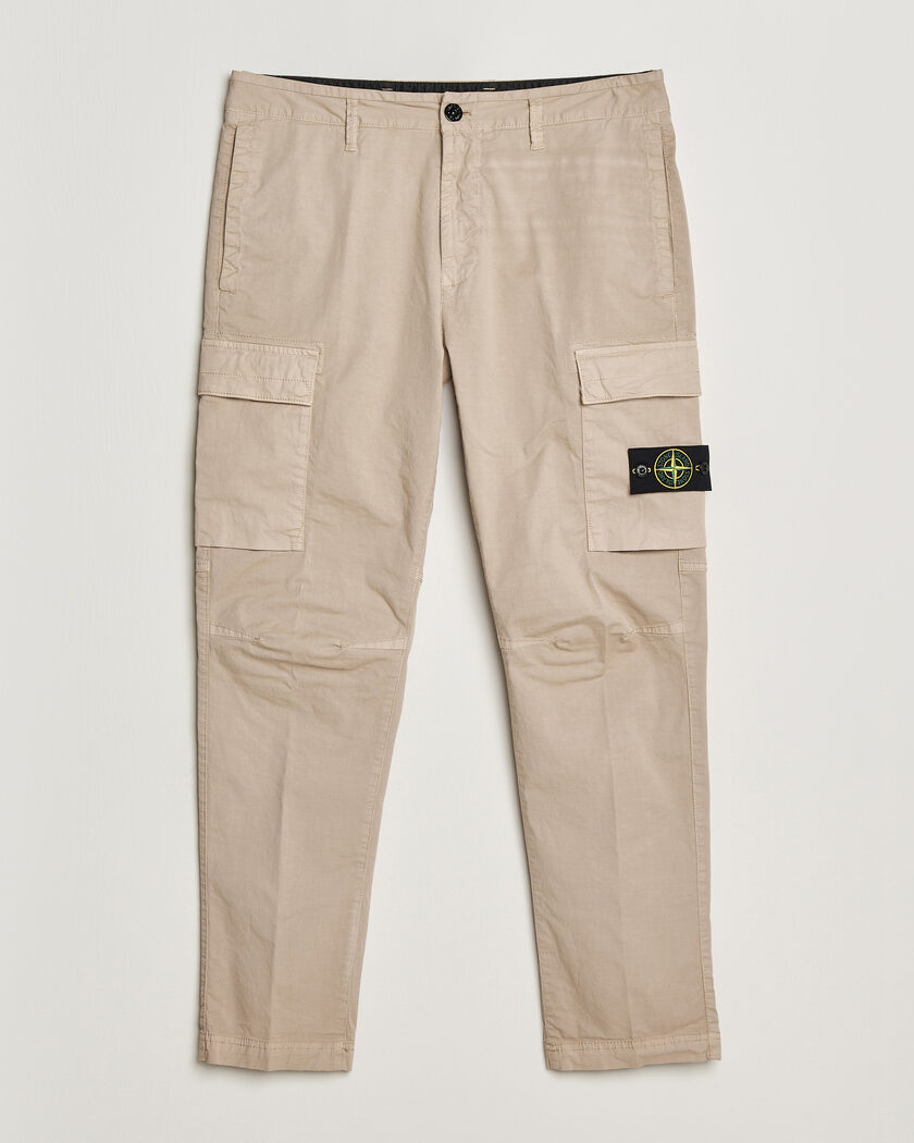 Stone Island Stretch Cotton Twill Cargo Trousers Desert – Beige