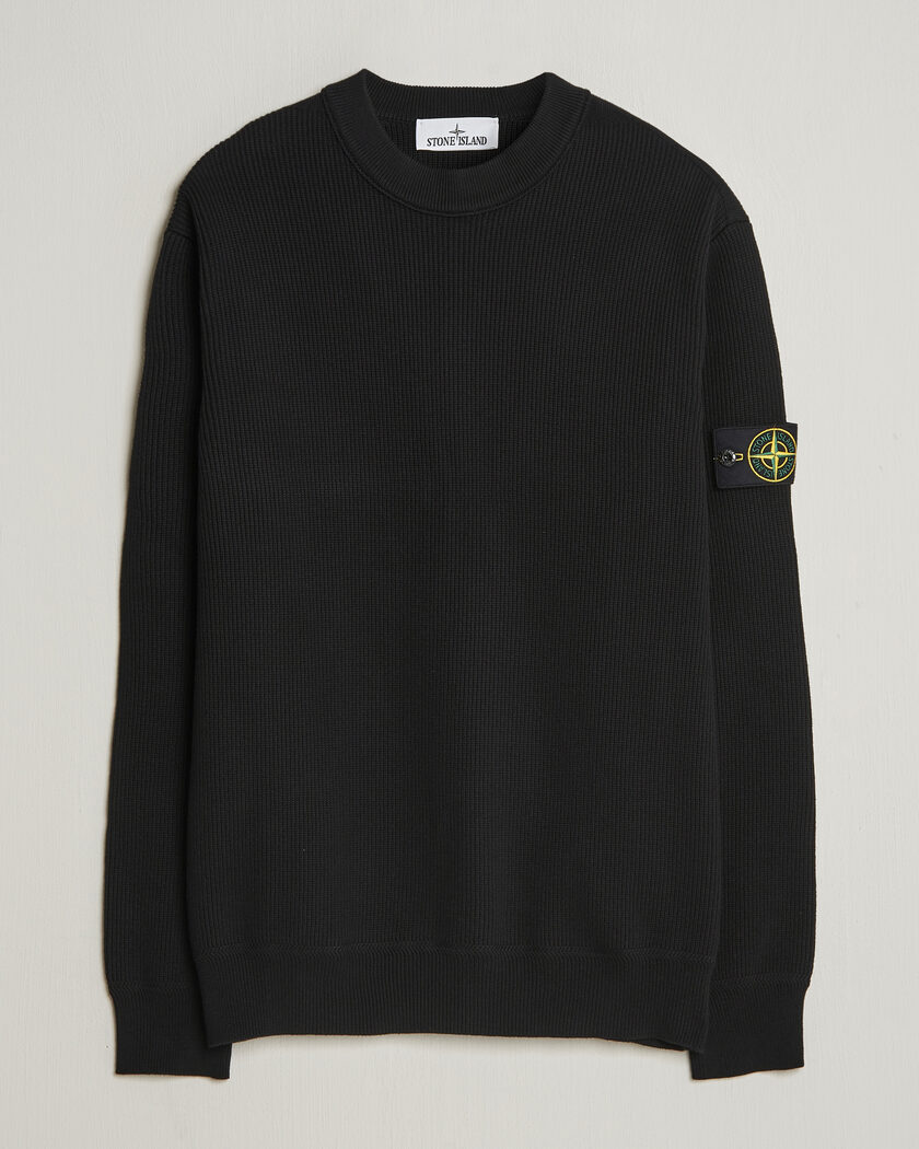 Stone Island Ribbed Soft Organic Cotton Crew Neck Black – Negro