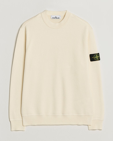Stone Island Ribbed Soft Organic Cotton Crewneck Ivory – Blanco