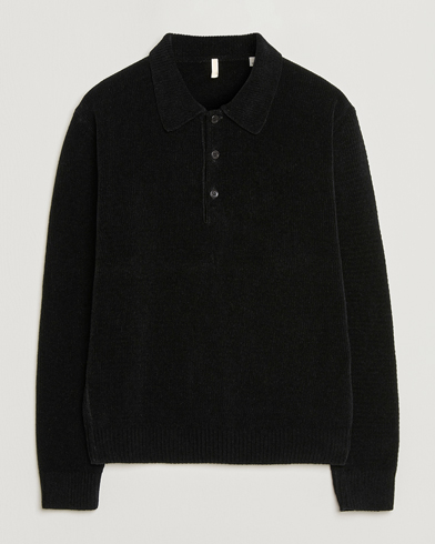 Sunflower Chenile Long Sleeve Polo Black – Negro