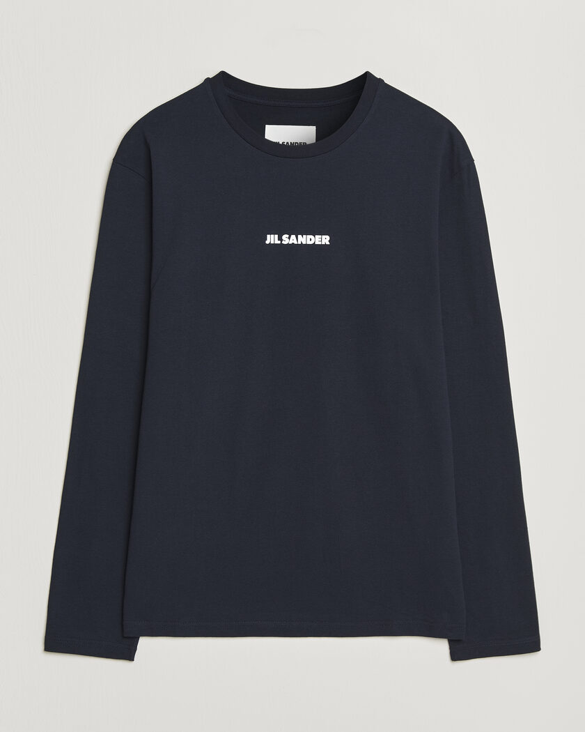 Jil Sander Long Sleeve Logo T-Shirt Navy – Azul