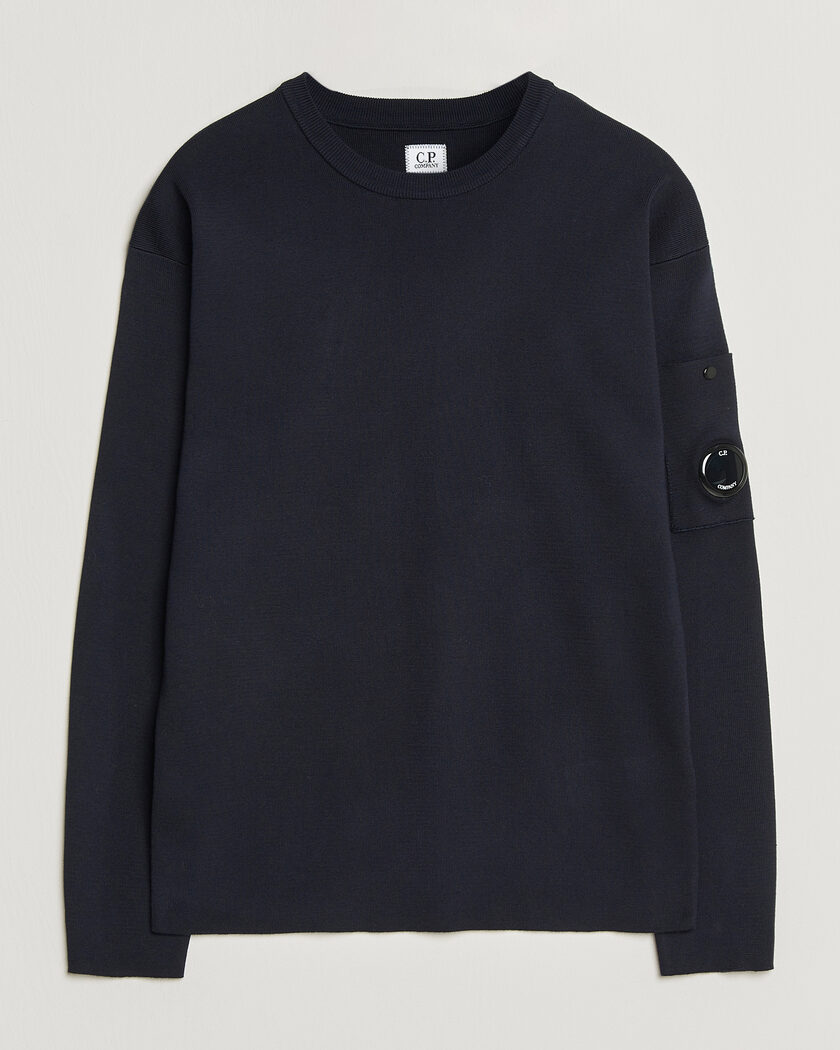 C.P. Company Sea Island Fine Knit Cotton Lens Crewneck Navy – Azul
