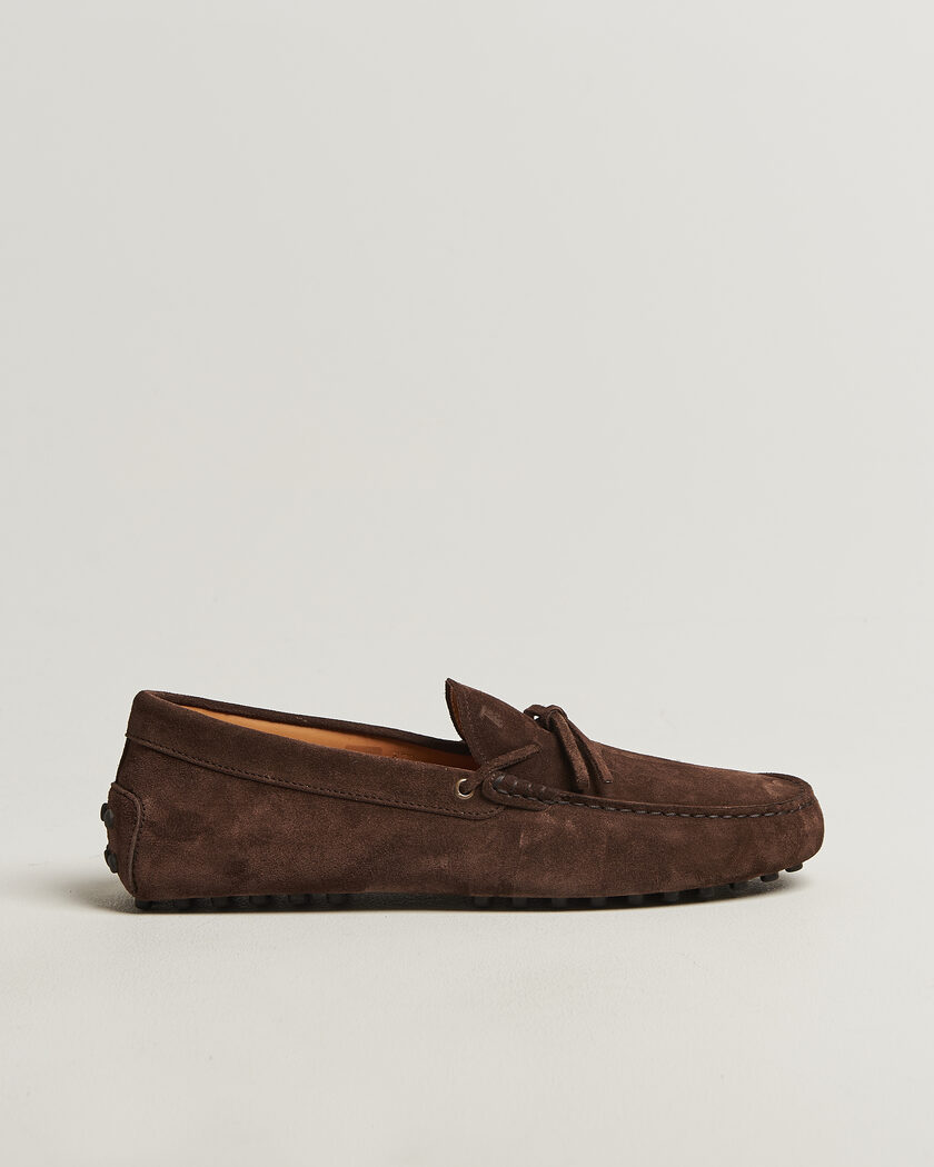 Tod's Lacetto Gommino Carshoe Dark Brown Suede – Marrón
