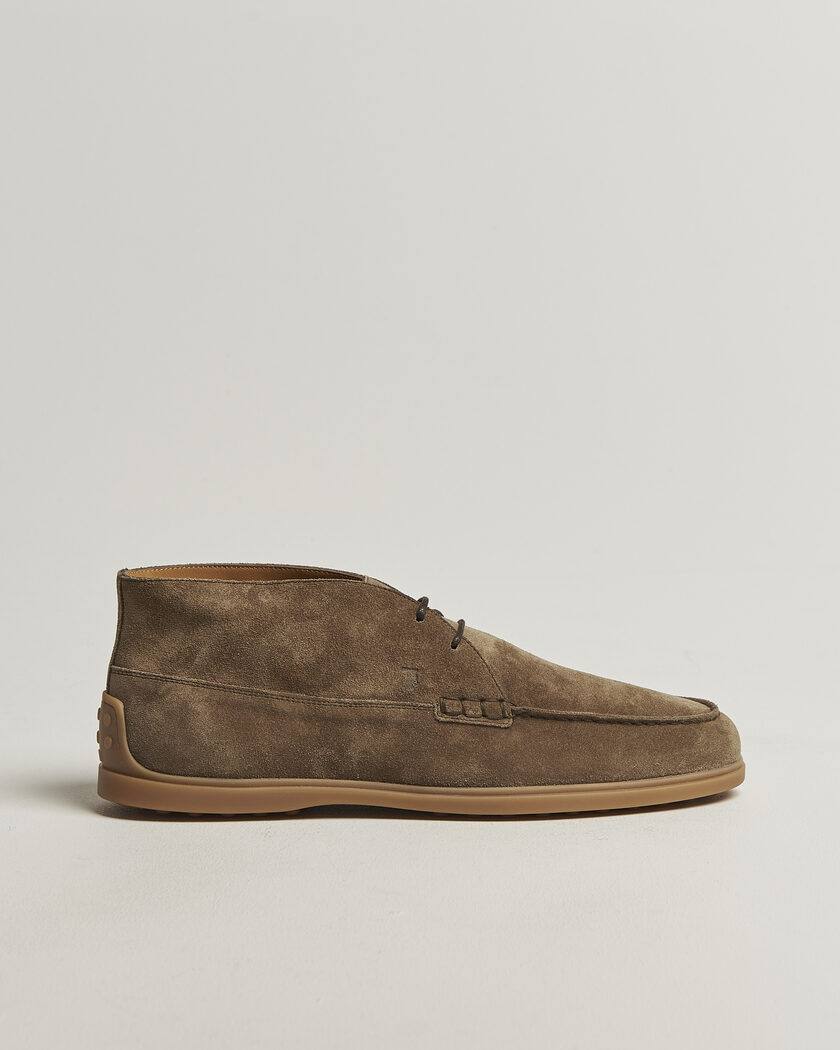 Tod's Gomma Leggera Chukka Boots Beige Suede – Marrón