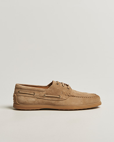 Tod's Gomma Leggera Boat Shoe Chestnut Suede – Marrón