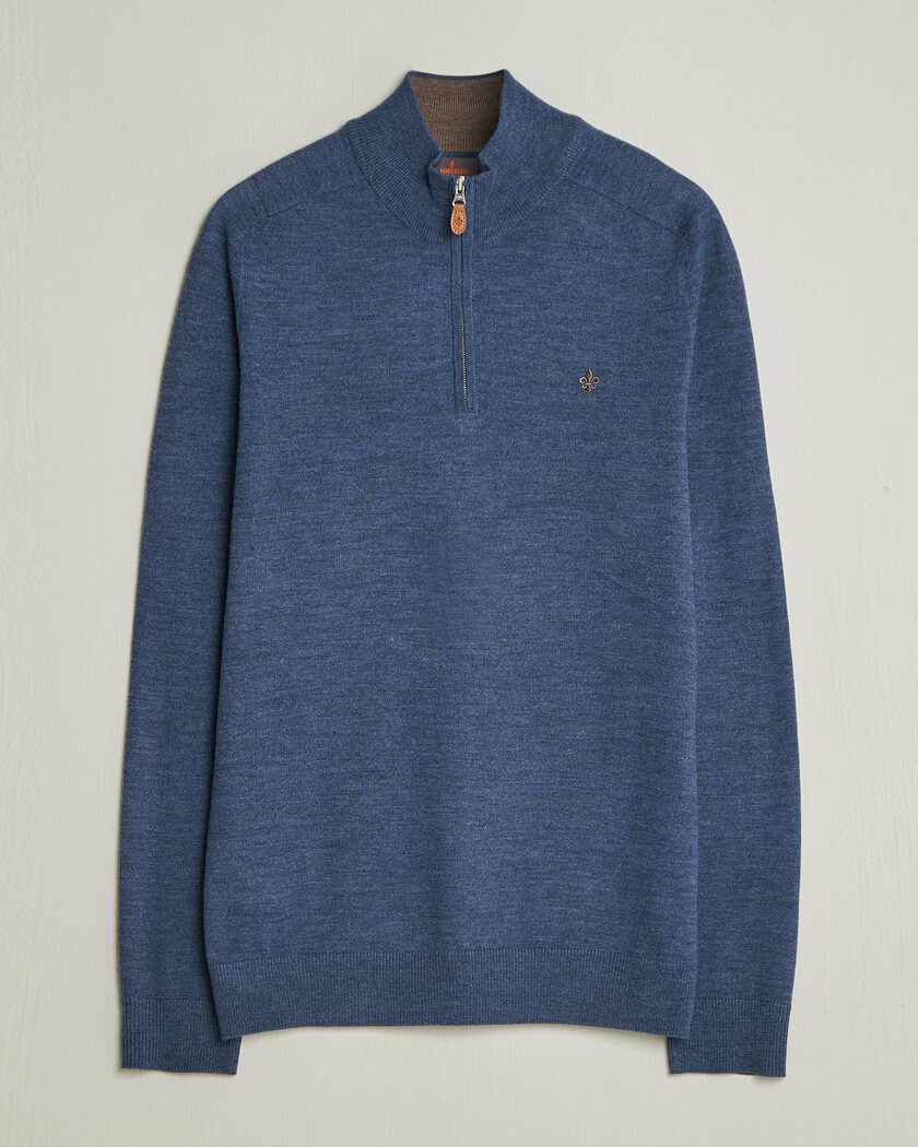 Morris John Merino Half-Zip Blue – Azul