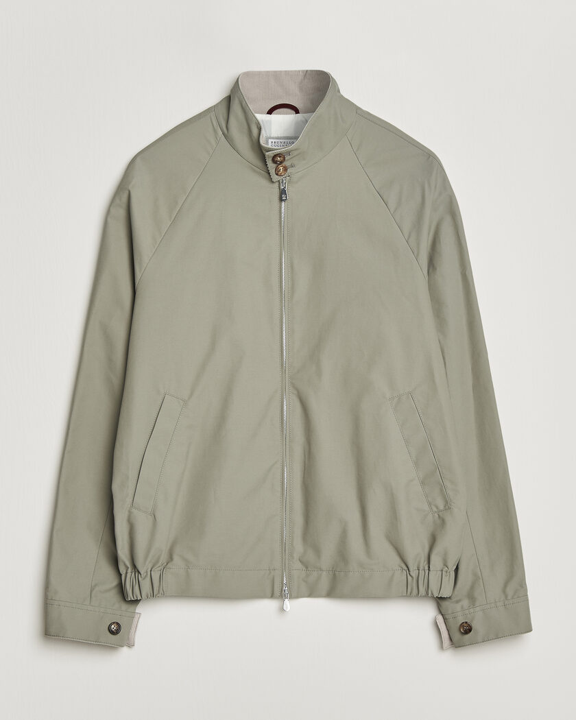 Brunello Cucinelli Raglan Harrington Jacket Olive – Verde
