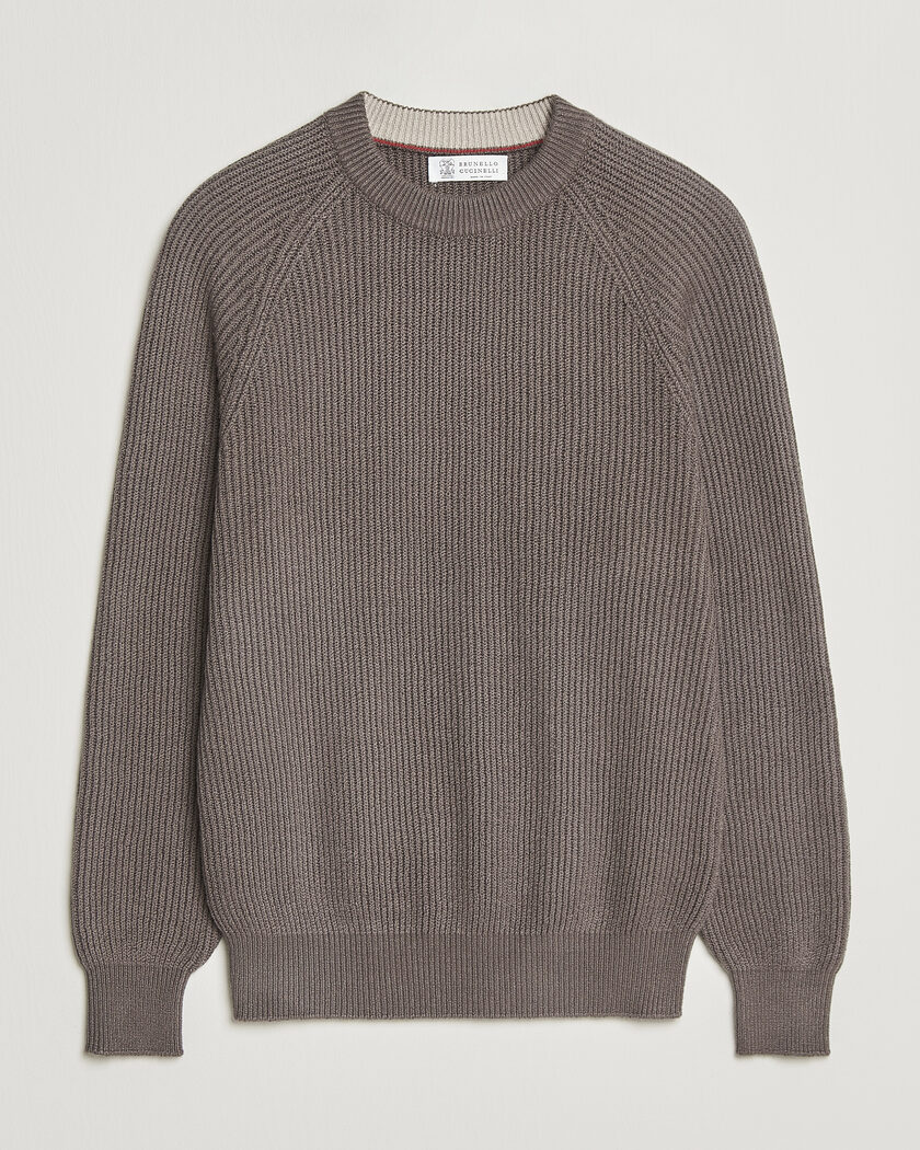 Brunello Cucinelli Heavy Cotton Rib Sweater Light Brown – Marrón