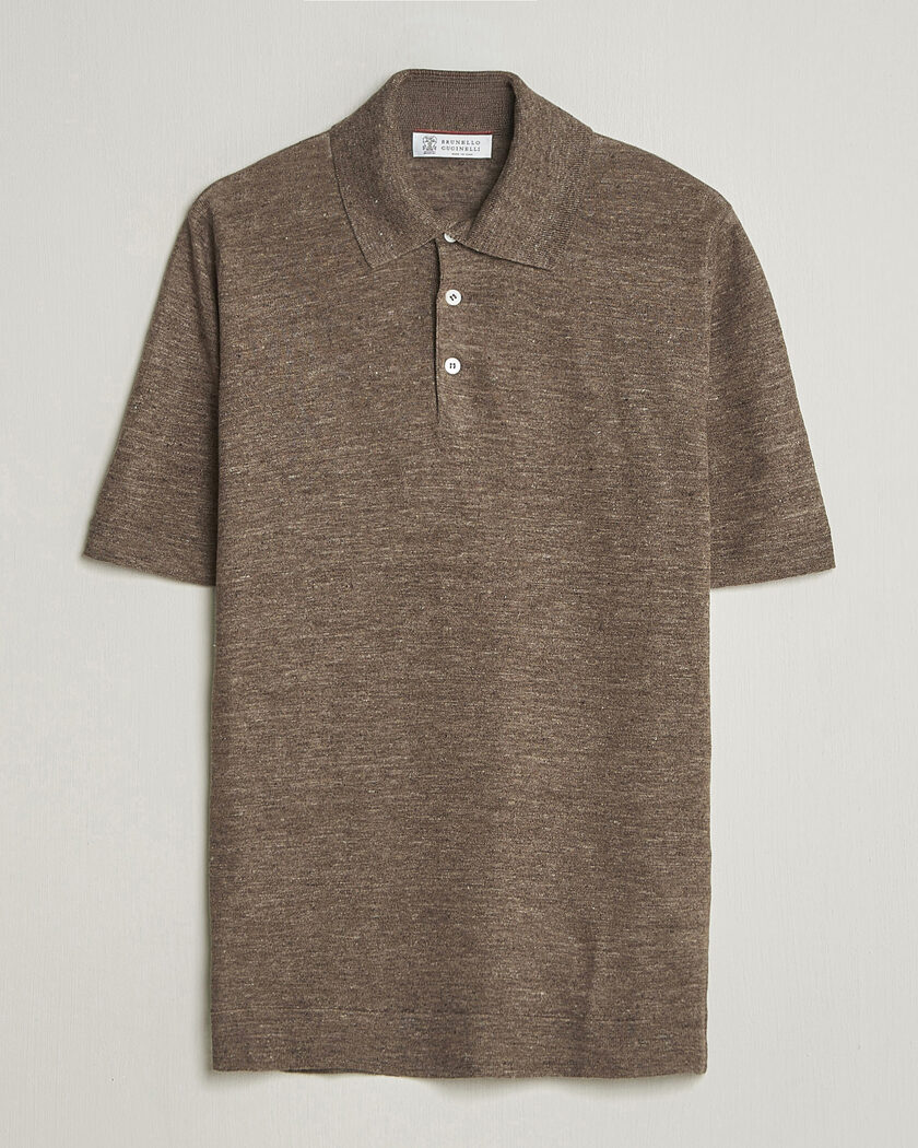 Brunello Cucinelli Linen Knitted Polo Brown – Marrón