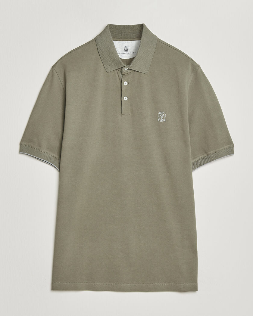 Brunello Cucinelli Short Sleeve Logo Polo Olive – Verde