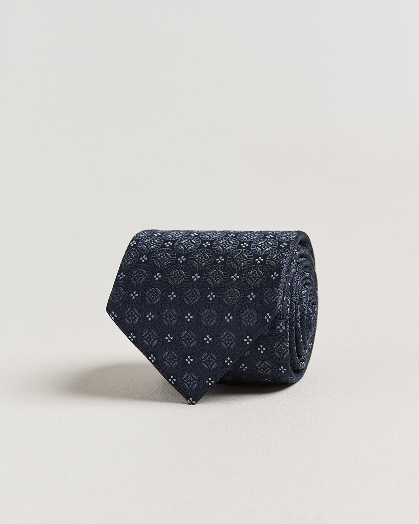 Brunello Cucinelli Jacquard Silk Tie Navy – Azul