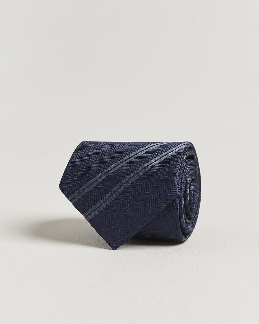 Brunello Cucinelli Regimental Stripe Silk Tie Navy – Azul