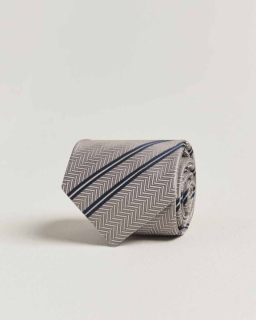 Brunello Cucinelli Regimental Stripe Silk Tie Brown – Marrón