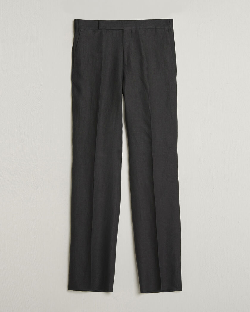 Lardini Palu Straight Fit Linen Trousers Black – Negro
