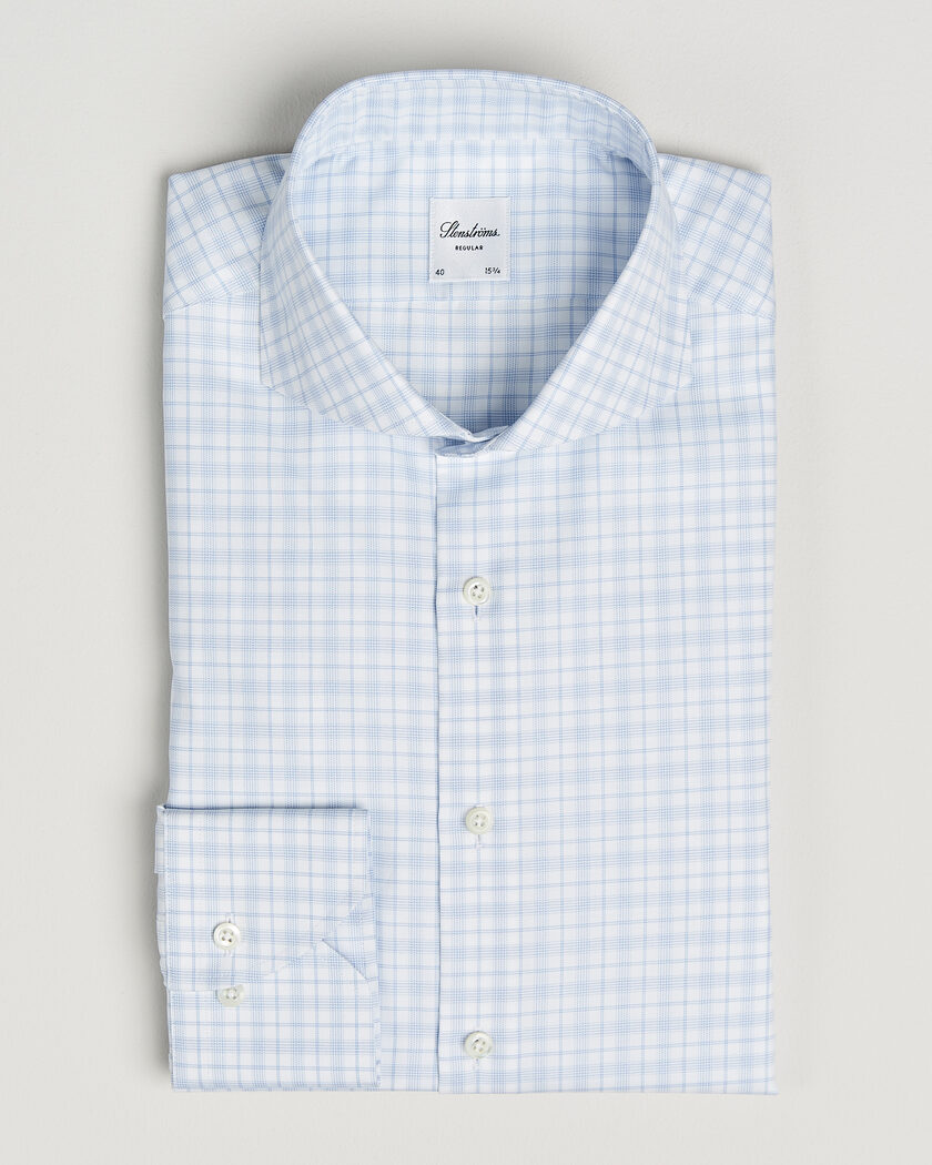 Stenströms Regular Fit Checked Twill Shirt Light Blue – Azul