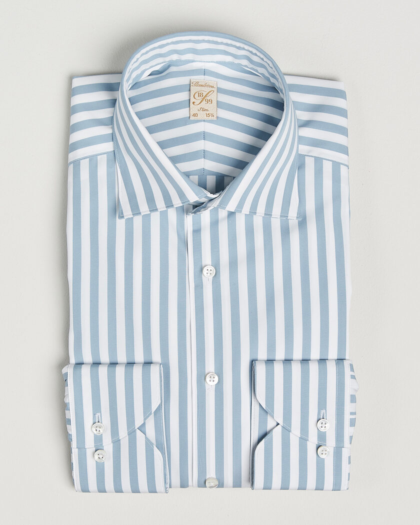 Stenströms 1899 Cotton Twill Striped Shirt Blue – Azul