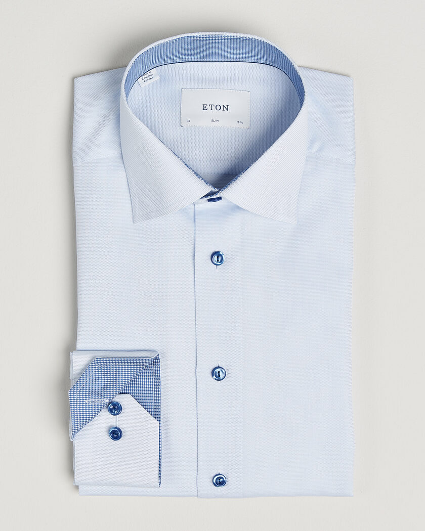 Eton Slim Fit Signature Twill Contrast Shirt Light Blue – Azul