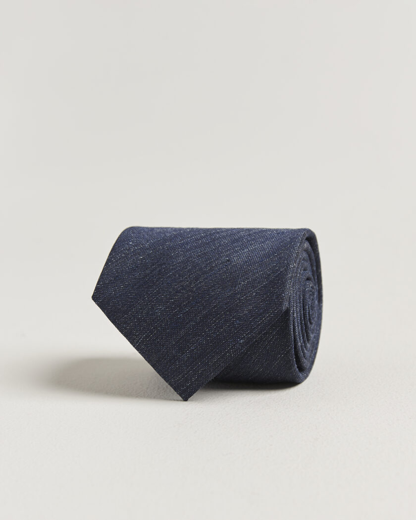 Eton Linen Silk Tie Navy Blue – Azul